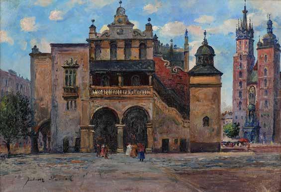 1 Juliusz Słabiak (1917 Sosnowiec 1973 Kraków) Widok na Sukiennice i kościół Mariacki