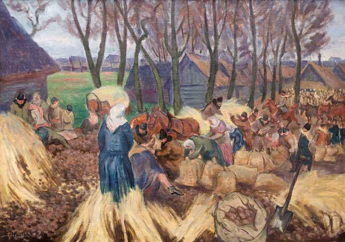 79 Fryderyk Pautsch (1887 Delatyn 1950 Kraków) Jesienią na huculskim targu olej, płótno naklejone