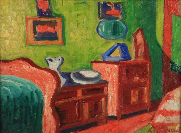 87 Zygmunt Landau (1898 Łódż 1962 Tel Aviv) Wnętrze sypialni olej, tektura, 30