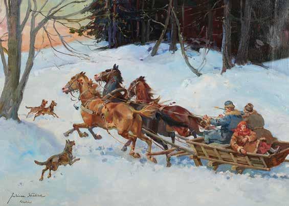 7 Juliusz Słabiak (1917 Sosnowiec 1973 Kraków) Napad wilków olej,