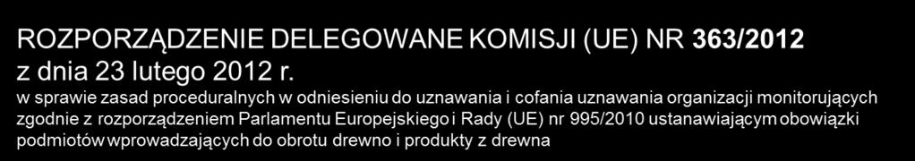 PODSTAWOWE WYMOGI PRAWNE ROZPORZĄDZENIE PARLAMENTU EUROPEJSKIEGO I RADY (UE) NR 995/2010 z dnia 20 października 2010 r.