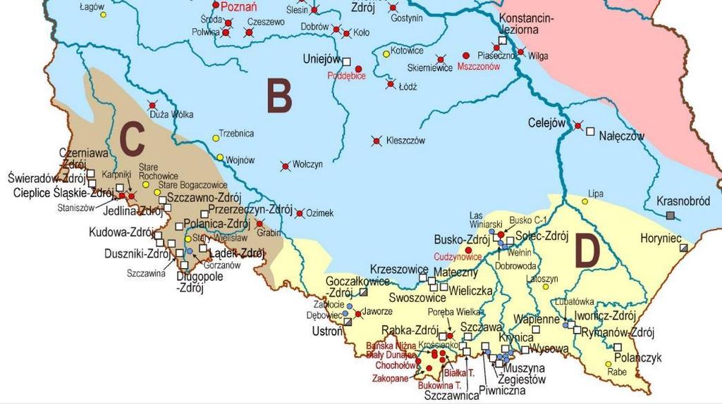 monoklina przedsudecka, region górnośląski Region monokliny przedsudeckiej Najmłodszymi utworami, w których występują wody mineralne i termalne są piaskowce jury dolnej.