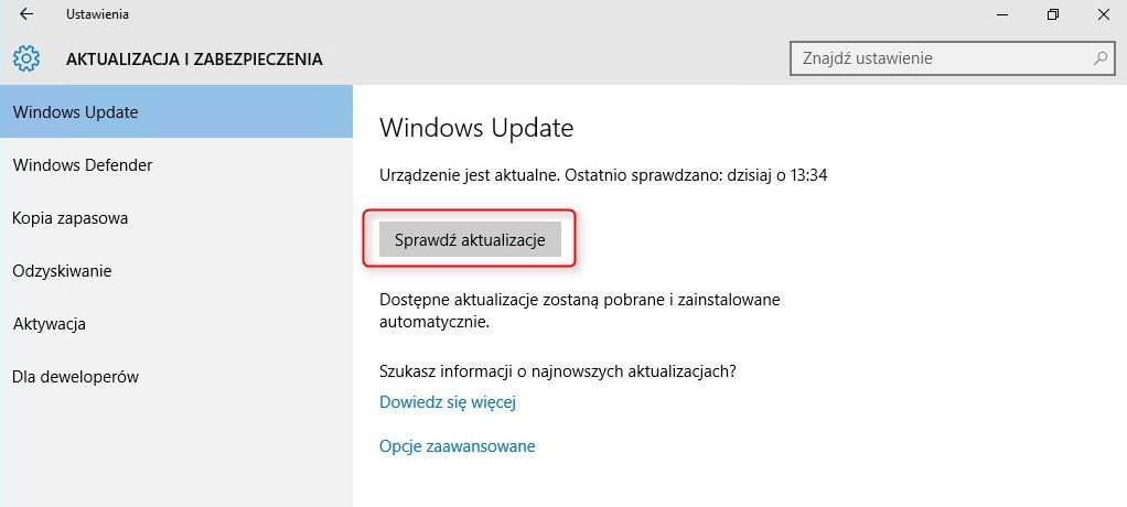 W starszych systemach Windows opcja dostępna jest w panelu sterowania.