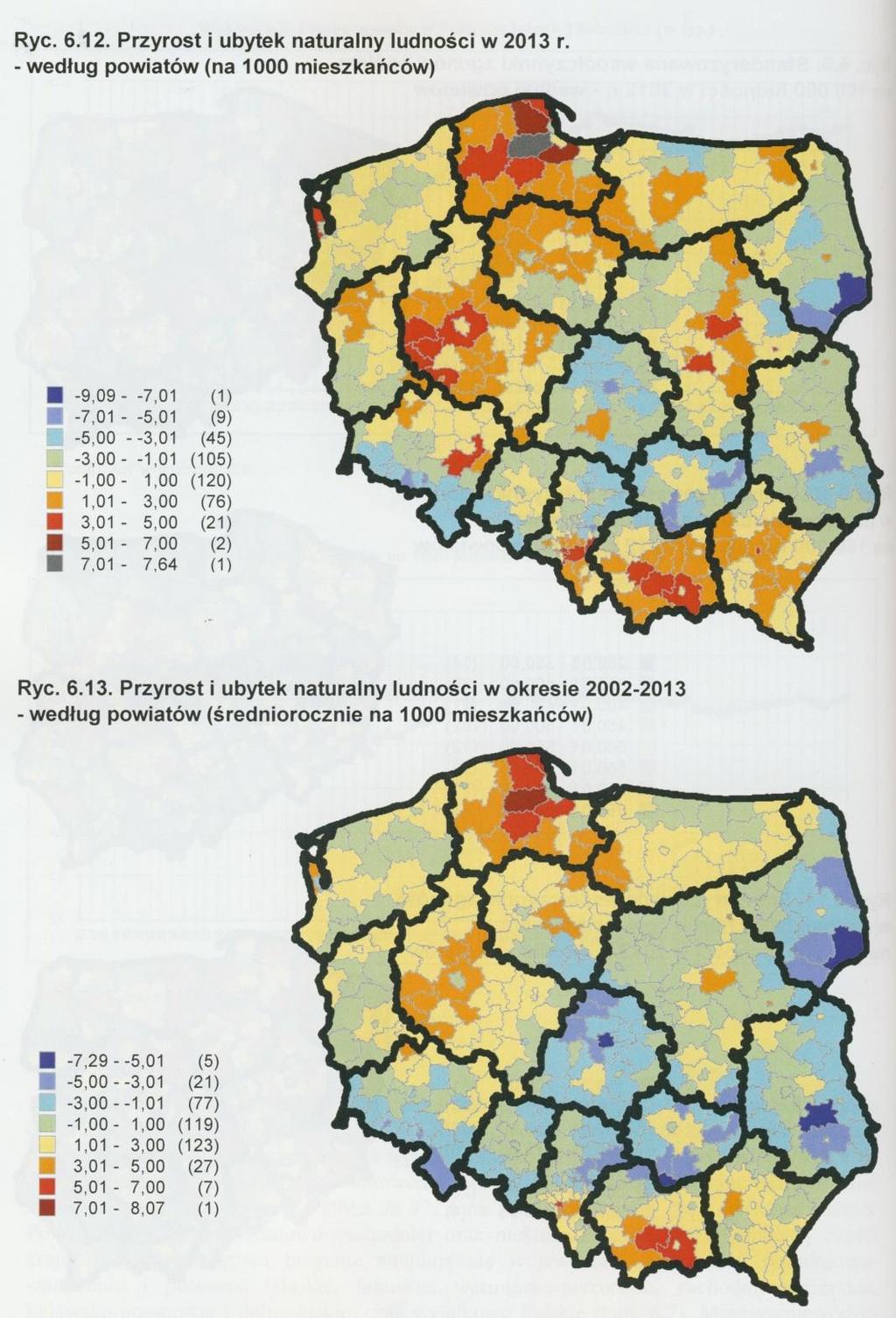 Przyrost naturalny w 2013 roku i w okresie 2002-2013: sytuacja woj.