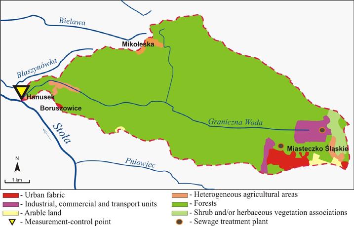 Forms of land cover in the Graniczna Woda catchment; source: own studies on the basis of CORINE Land Cover 2012 [CLC 2012] mical status was made according to the annex 9 to the order.