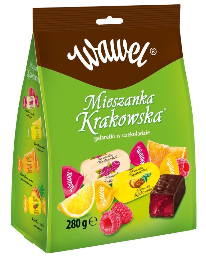 6. Mieszanka Krakowska 280g Oprócz tłuszczu kakaowego czekolada zawiera tłuszcze roślinne.