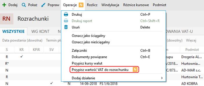 SPLIT PAYMENT INSERT NEXO 13 Kreator przypisywania wartości VAT do rozrachunku Dla nierozliczonych rozrachunków, powstałych w wersjach wcześniejszych niż 21, istnieje możliwość przepisania wartości