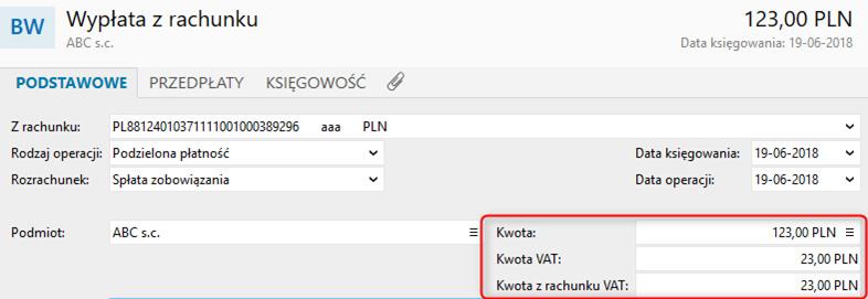 SPLIT PAYMENT INSERT NEXO 9 Można także aktywować mechanizm pośredni tworzenia automatycznych transferów opcja Pytaj.