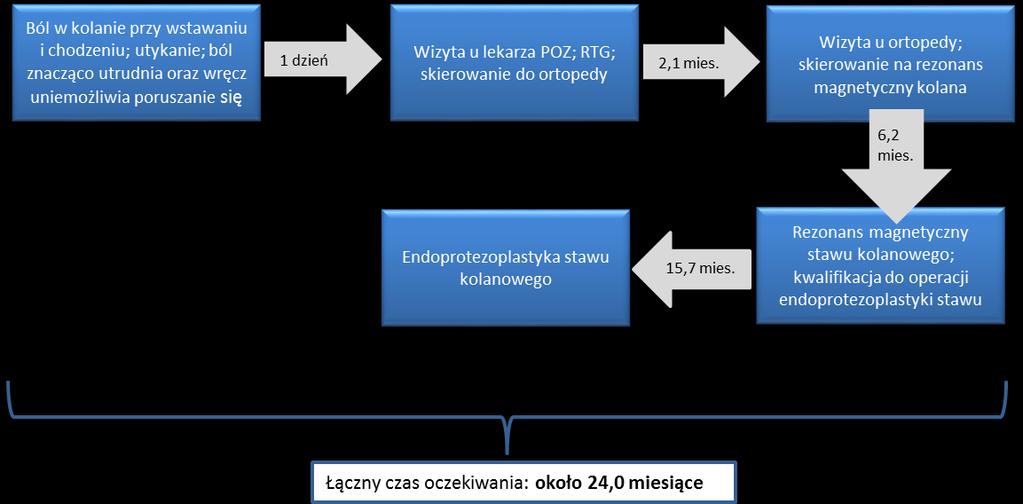 Rysunek 24. Etapowość leczenia zwyrodnienia stawu kolanowego (kwiecień i maj 2018 r.).