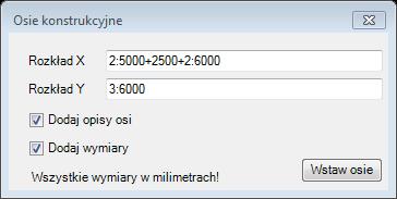 Aby eksportować bazę danych 1. Kliknij przycisk Eksportuj. 2. Wybierz ścieżkę i nazwę pliku w oknie dialogowym. 4. Rysowanie 4.1. Osie (scad_axis) Aby wstawić osie 1.