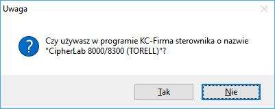Po wybraniu opcji zapisz program weryfikuje i uzupełnia programy komunikacyjne we wskazanym katalogu. W przypadku pytania jak obok, należy wybrać właściwą opcję.