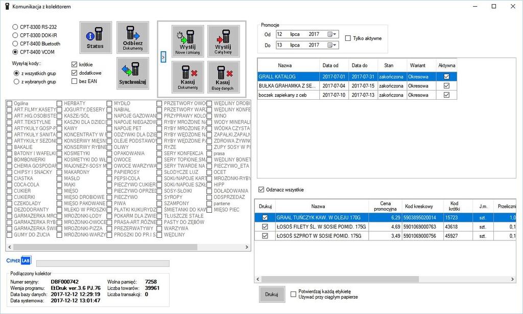 Poniżej przedstawiono przykładowe wyglądy ekranu oprogramowania służącego do synchronizacji danych z