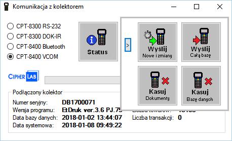 Opcja Odbierz zapisuje jedynie na Opcja Nowe i zmiany przesyła do kolektora tylko różnicowe dane z bazy