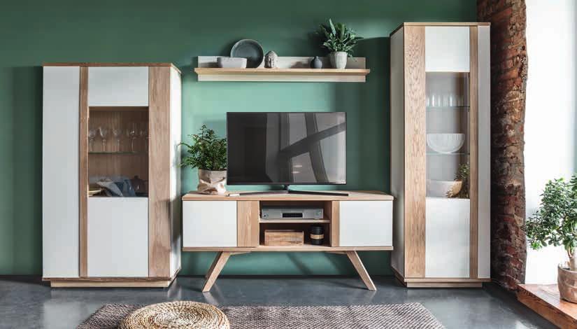 08 _ 09 witryna 01 L + szafka RTV 01 + półka + witryna 02 P + komoda 03 + stolik STK + sofa BB-1430 + fotele B-1430 + bujak BJ-9816 display cabinet 01 L + TV cabinet 01 + shelf + glass case 02 P +