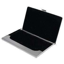 45. 46. Wizytownik metalowy srebrny Kubek ceramiczny Etui na wizytówki. Materiał: metal i imitacja skóry.