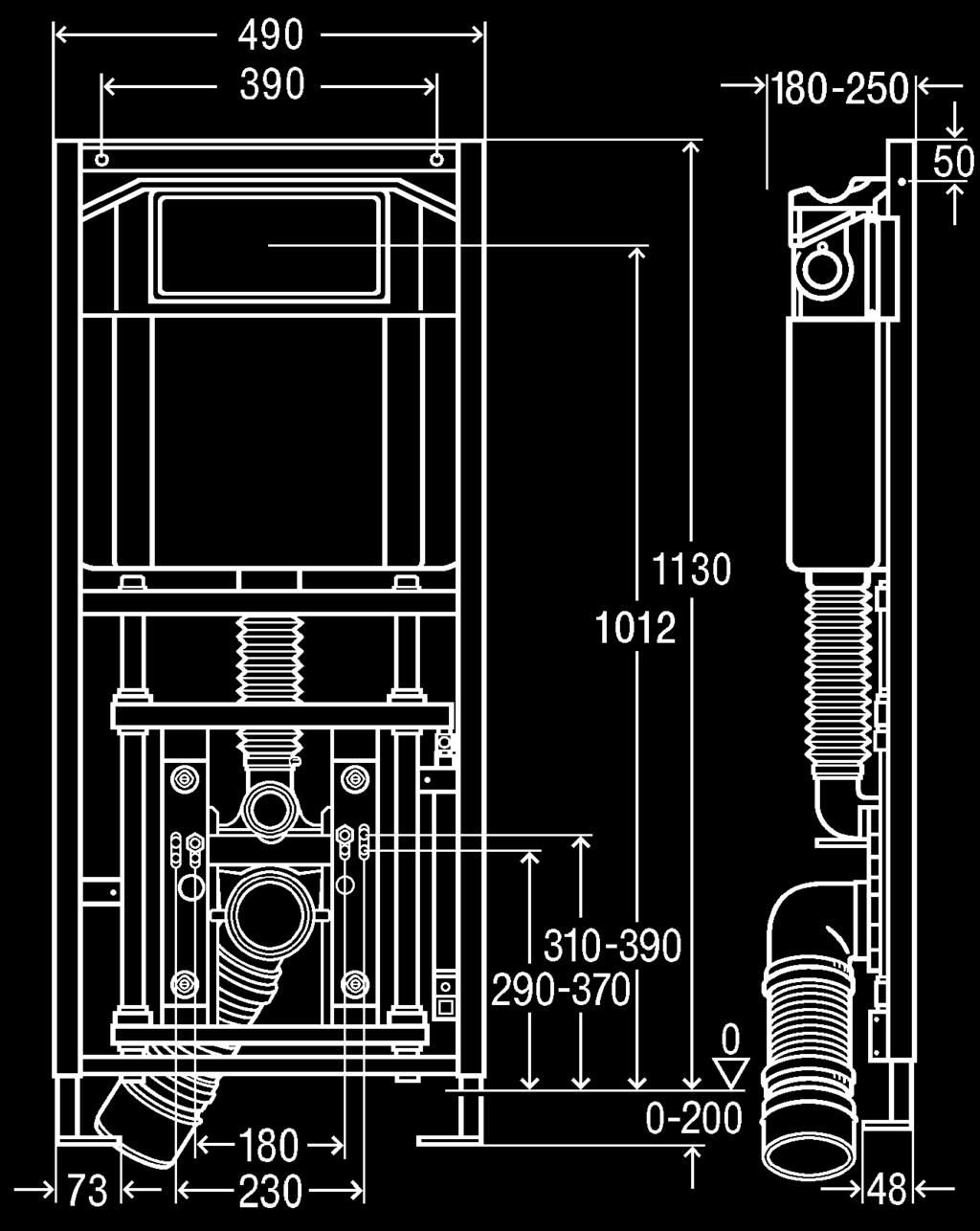 64 Stelaż do WC Viega Eco Plus Ilustr. 65 Stelaż do WC Viega Eco Plus, wysokość regulowana indywidualnie Ilustr.