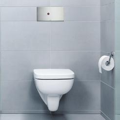 Płytki uruchamiające WC Visign for Public 5 i 6 spełniają ten wymóg i ponadto są niezwykle wytrzymałe, zabezpieczone przed kradzieżą i łatwe w utrzymaniu czystości dzięki gładkiej powierzchni. Ilustr.