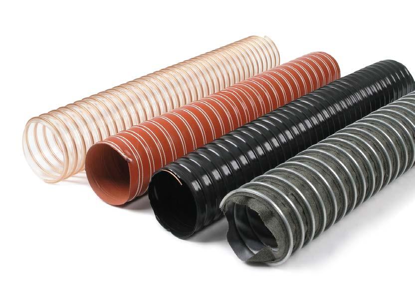 impregnowanej specjalnym PVC wzmocnionej spiralą z drutu stalowego. Zakończony tzw. miękkimi końcami pozwalającymi na montaż bezpośrednio na króćcu.