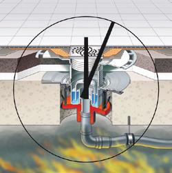 Odpływ podłogowy Advantix Odpływ podłogowy przeciwpożarowy Advantix Zasada działania Zadaniem odpływów przeciwpożarowych Advantix R 120 jest uniemożliwienie przejścia pożaru przez strop do