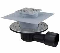 Odpływy podłogowe z kratką DESIGN / Odpływy podłogowe z kratką ze stali nierdzewnej 103 APV101 Kratka ściekowa 105 105/50 mm odpływ boczny, kratka nierdzewna, syfon mokry APV102 Kratka ściekowa 105