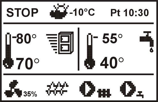 wybranej pozycji Menu lub brak akceptacji nastawy parametru - EXIT, - włączenie regulatora i wejście do pozycji Menu lub potwierdzenie nastawy wybranego parametru - ENTER, - informacja o nastawach