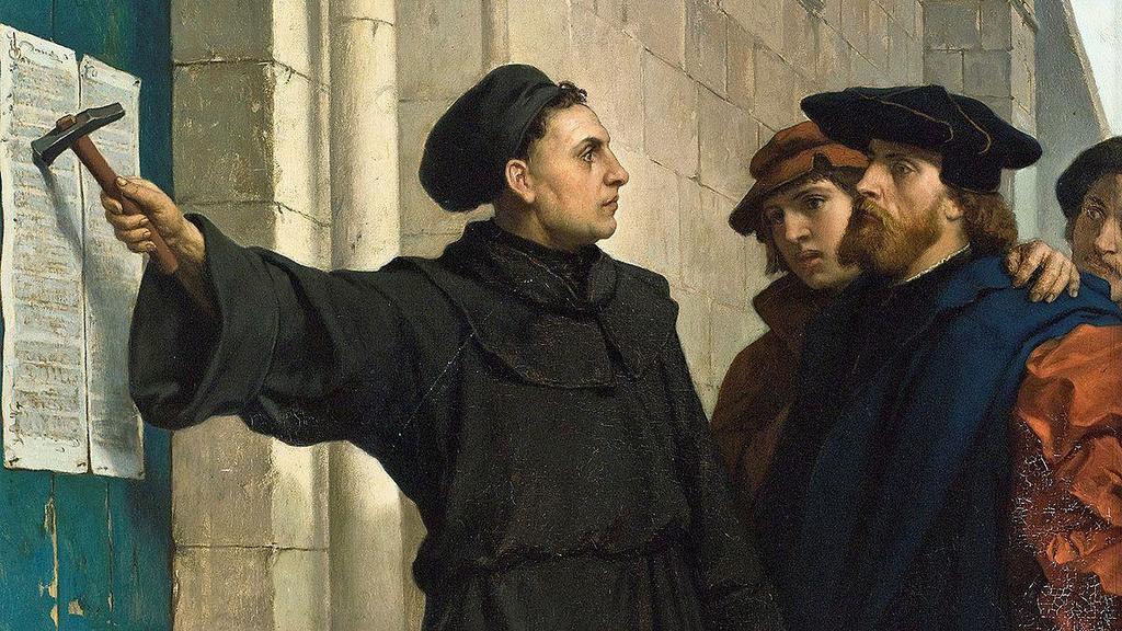 ANNO DOMINI 1517 Wszystko zaczęło się w roku 1517 trzydziestego pierwszego października, od zawieszenia 95-tez na drzwiach kościoła w Wittenberdze.
