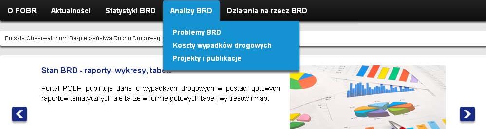 Zakres działania - Portal POBR 1. Gotowe raporty i zestawienia statystyczne 2. Wiedza nt. najważniejszych problemów brd 3. Wyniki badań i analiz 4.