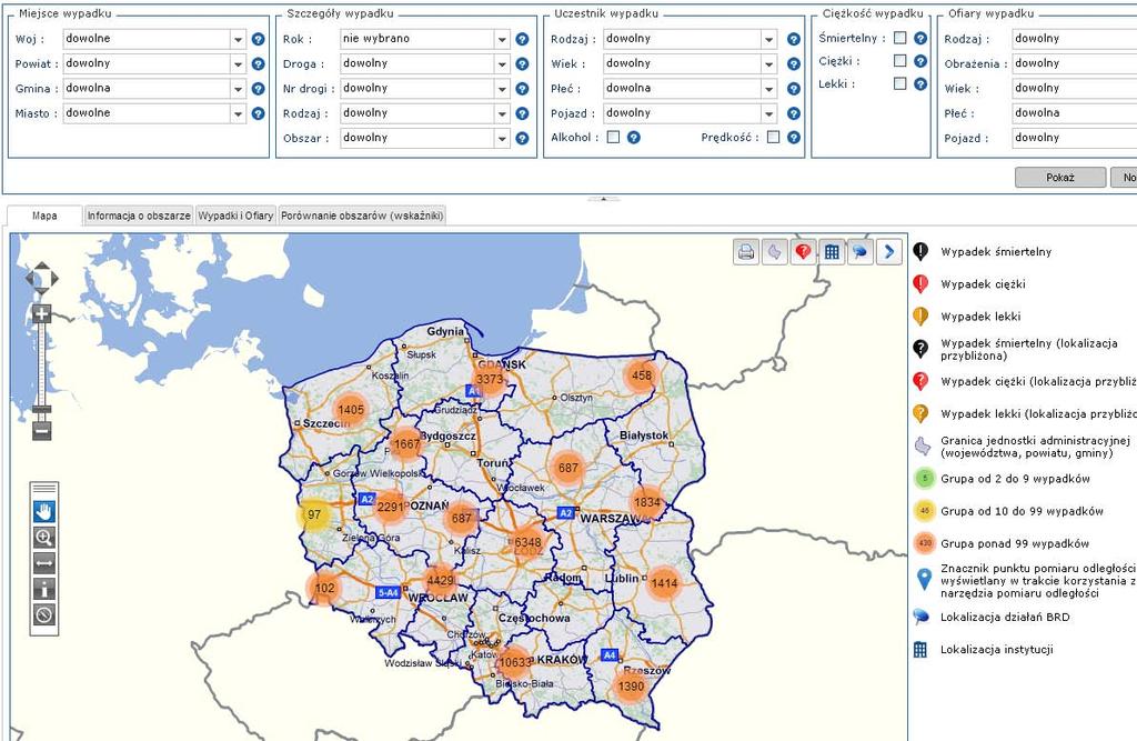 Zakres działania - Mapa