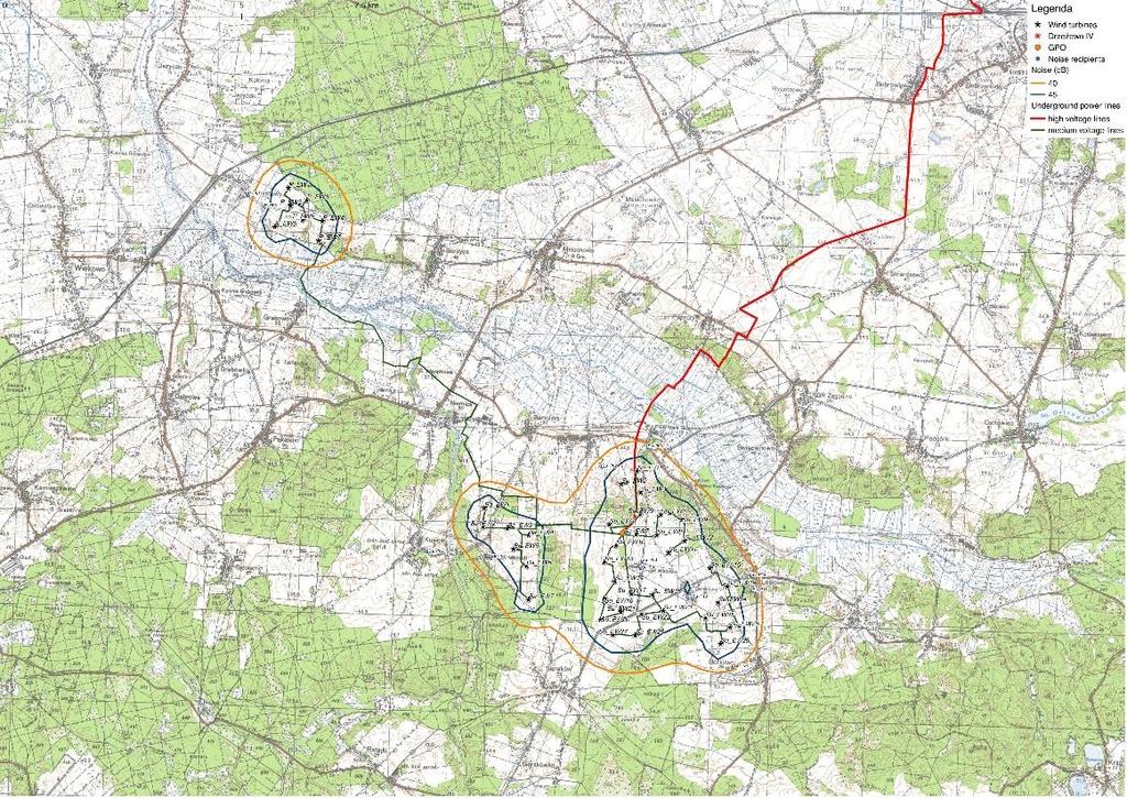 19 właściwości propagacji hałasu, hałas generowany przez turbiny wiatrowe odległe o więcej niż 2 km nie będzie się nakładać.