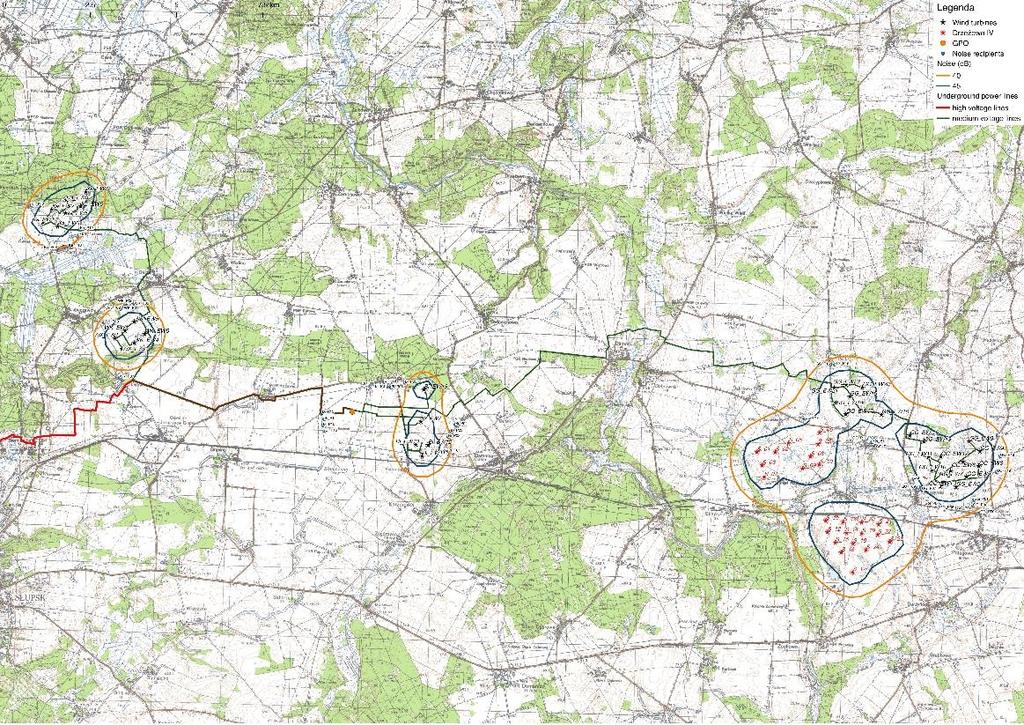 20 Rysunek 11 Mapa wyników oceny skumulowanej dla podprojektów Bartolino, Sulechówko and Przystawy godziny nocne