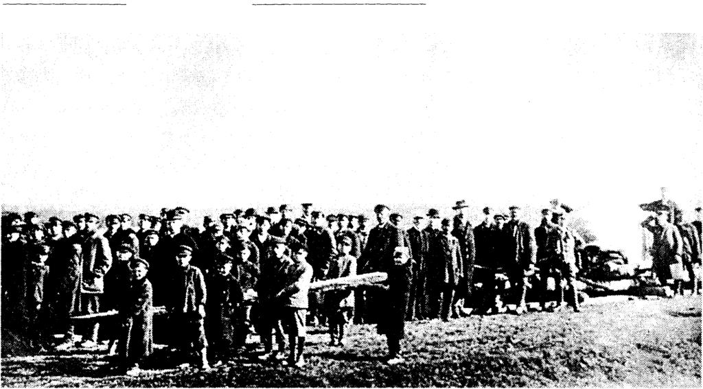 426 ROMAN POSTEK --- fi. 3. Transport kamienia na pomnik, 1917 r.(?). Zbiory Miejskiej Biblioteki Publicznej w Węgrowie trzeba go było ciągnąć [... ]. Były cztery takie liny.