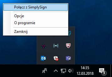 Podpisywanie w środowisku Windows Sprawdzenie dostępu do usługi i wyświetlenie certyfikatów. Po odzyskaniu dostępu do usługi, na urządzeniu przenośnym, w aplikacji SimplySign generowany jest tzw.