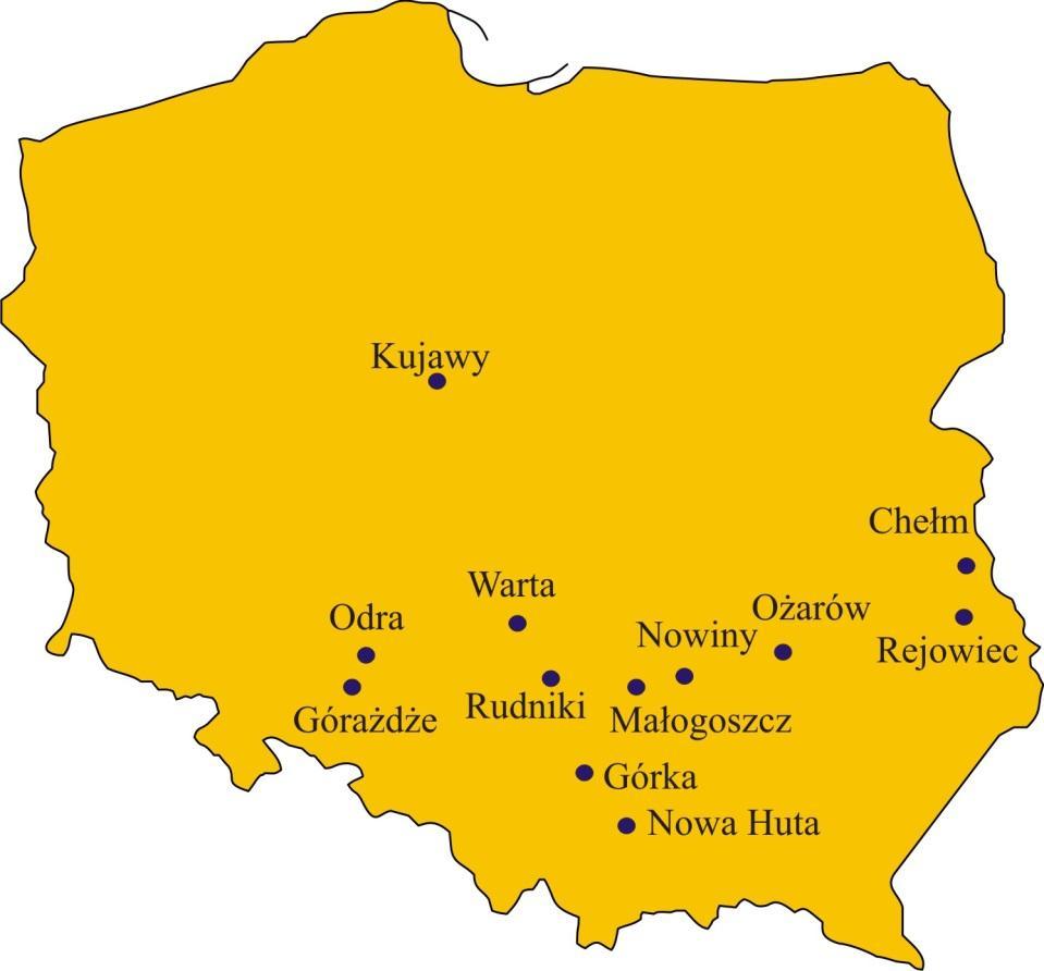 Rys. 1. Lokalizacja cementowni w Polsce [opracowanie własne] 1.