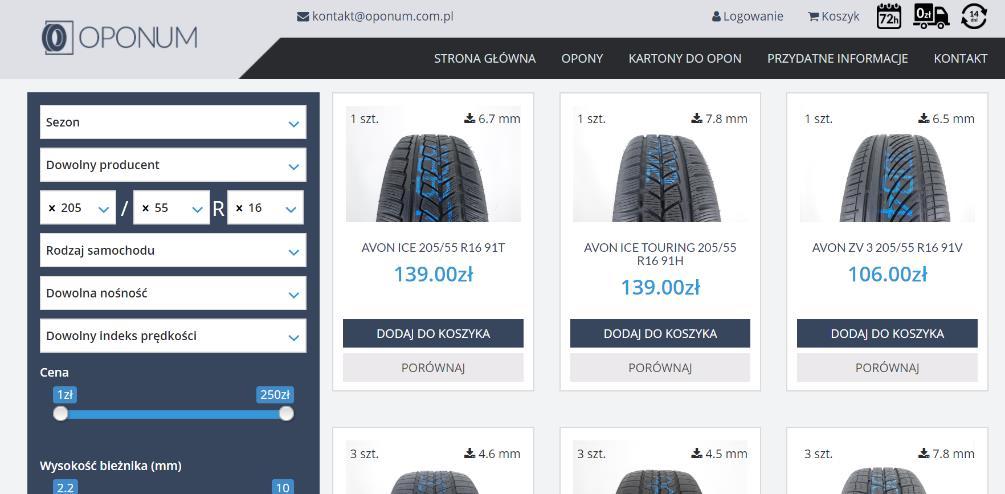 Niskie koszty utrzymania sklepu CECHY OFEROWANYCH OPON ROCZNY Cel