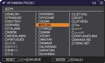 ON VIDEO KEYSTONE POSITION ESC AUTO OFF FREEZE DOWN ENTER UP VOLUME MUTE MENU RESET Włączanie/wyłączanie zasilania Włączanie zasilania 1. 2. 3.