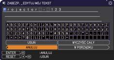 Menu ZABEZP. Funkcja WYŚW.MÓJ TEKST EDYTUJ MÓJ TEKST Opis (1) Wykorzystać przyciski / w ramach menu ZABEZP. w celu wyświetlenia WYŚW.