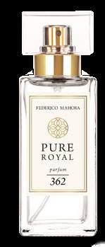 PURE ROYAL 162 170162 Charakter: klasyczny, lekko słodki Głowy: miód kwiatowy Serca: róża, wanilia Bazy: piżmo, paczula PURE ROYAL 359 170359 Charakter: magnetyczny, intensywny Głowy: jaśmin,
