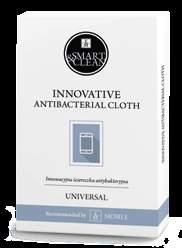 NOWOŚĆ INNOWACYJNA ŚCIERECZKA ANTYBAKTERYJNA INNOVATIVE ANTIBACTERIAL CLOTH Stworzona w oparciu o zaawansowaną technologię doskonale usuwa uciążliwe zabrudzenia, nie rysując delikatnych powierzchni i