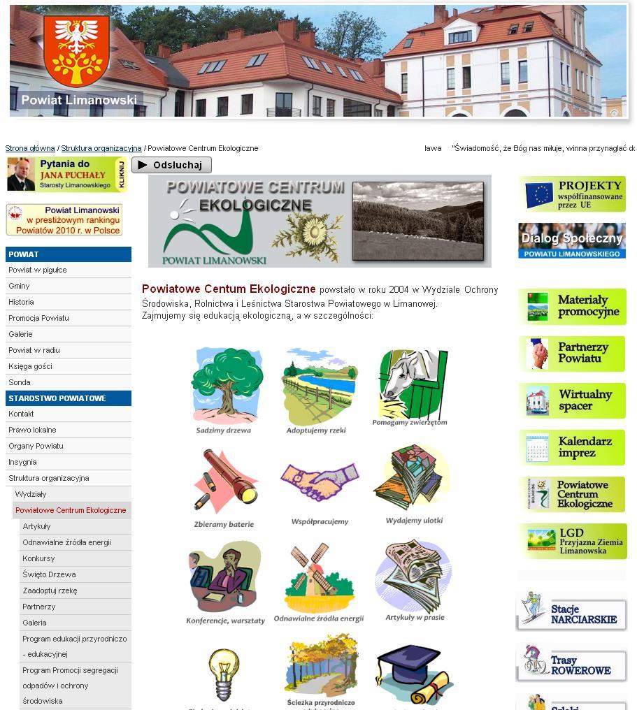 III. SPOSÓB REALIZACJI 1. Strona internetowa i tablica informacyjna www.powiat.limanowa.