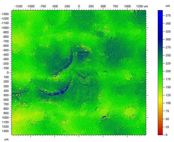 mapping powierzchni oraz linia profilu chropowatości.