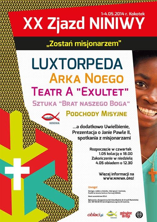 30 konferencja Zdaj sprawę z nadziei (o. Krzysztof Machelski OMI) i świadectwa 11.00 warsztaty 13.00 obiad 14.45 przygotowanie do Eucharystii 15.00 EUCHARYSTIA 16.00 wyjazd do centrum Lublińca 17.