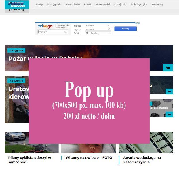 Pop up Wyskakujące okienko wyświetlane równocześnie ze stroną FaktyOswiecim.