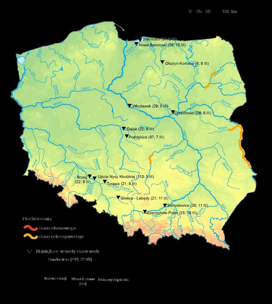 4. Przekroczenia stanów ostrzegawczych i alarmowych oraz najwyższe dobowe wzrosty