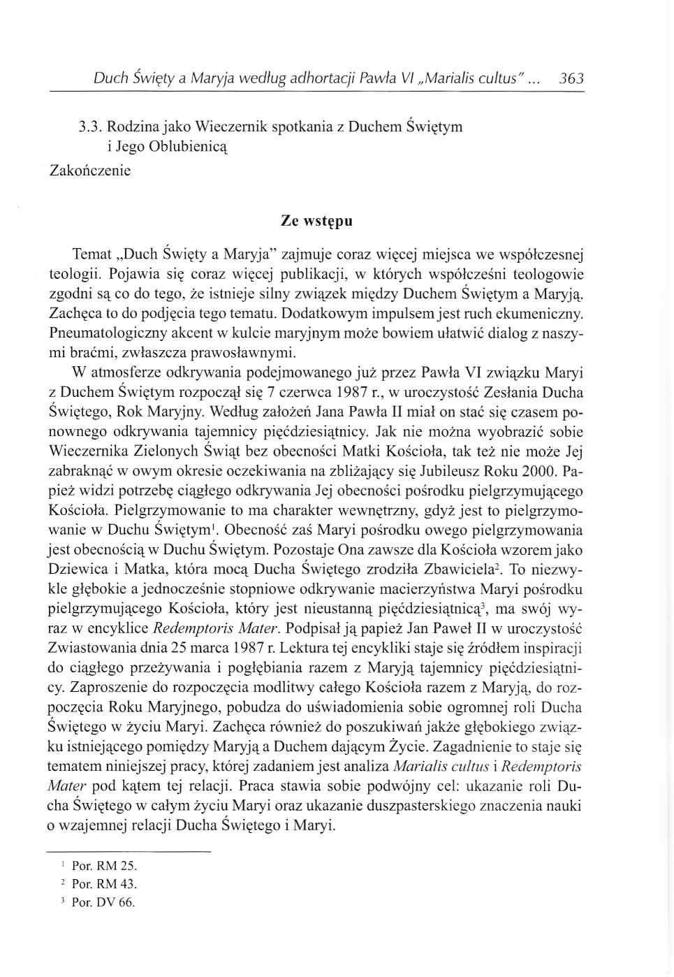 Duch Święty a Maryja według adhortacji Pawła VI Marialis cultus 36