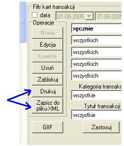 Pozostałe - wcześniejsze karty transakcji (91-103) zostały zapisane do plików XML i w polu transmisja maja oznaczona ścieżkę dostępu (dysk, katalog data wygenerowania, nazwa pliku).