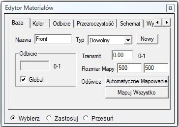 5. Zmiana stylu pomieszczenia Przykładowe operacje: - Lustro Przy zaznaczonej opcji Wybierz, wskaż powierzchnię do edycji. Wybierz zakładkę Odbicie.