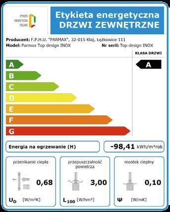 skrzydle oraz progu aluminiowego z wstawką termiczną sprawia, że nasze drzwi Energooszczędne spełniają bardzo wysokie wymogi budownictwa pasywnego i energooszczędnego.
