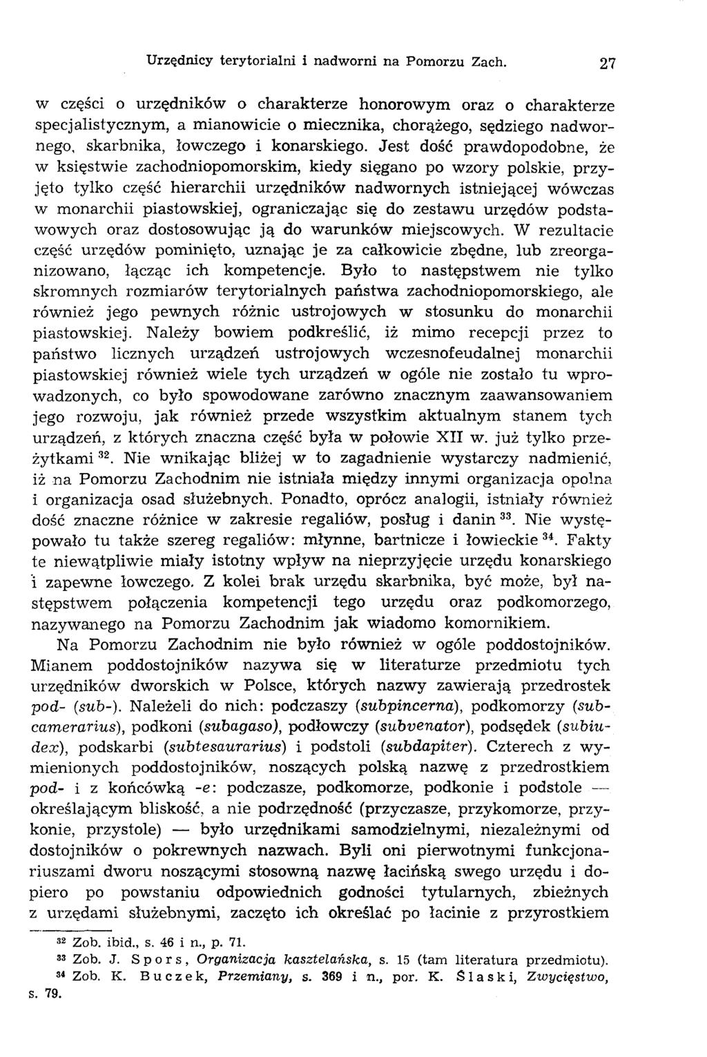 Urzędnicy terytorialni i nadworni na Pomorzu Zach.