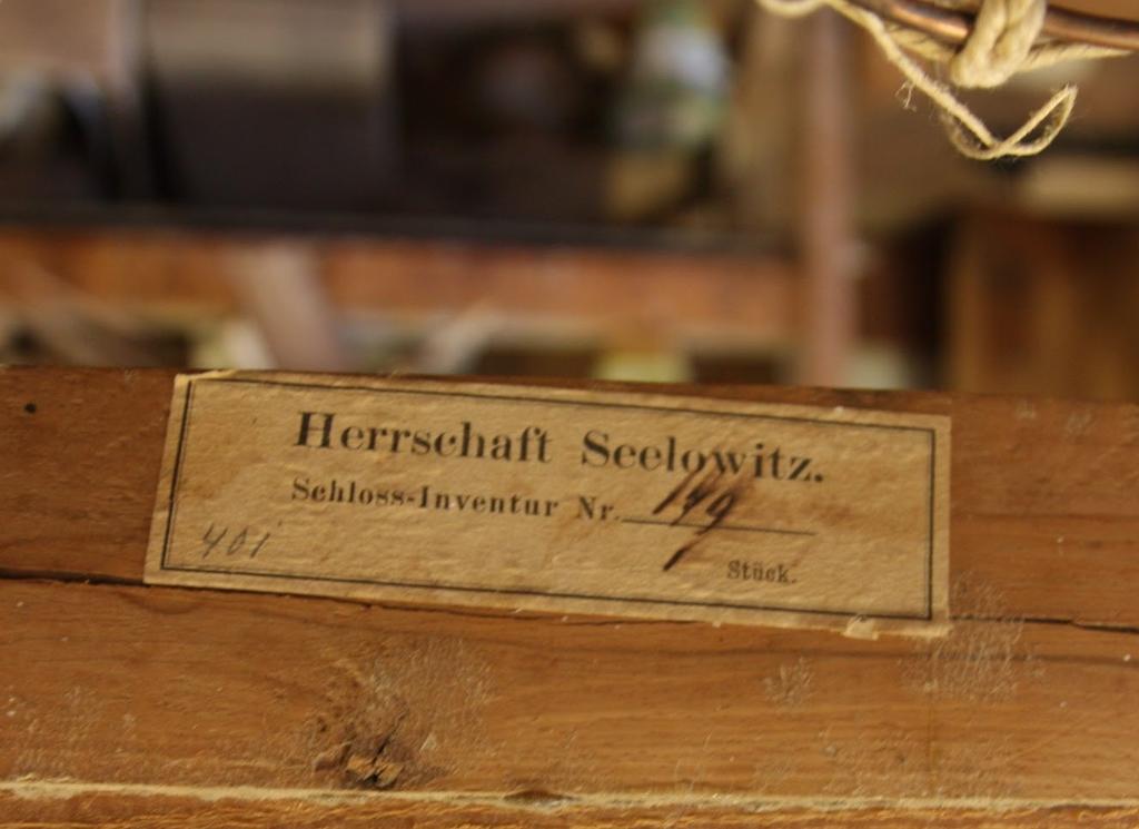 Il. 2. Kartka inwentarzowa z Pałacu w Židlochovicach znaleziona na kanapie. Prawdopodobnie w połowie lat 90.