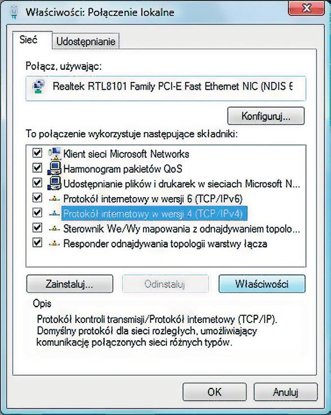 DNS automatycznie i kliknij OK.